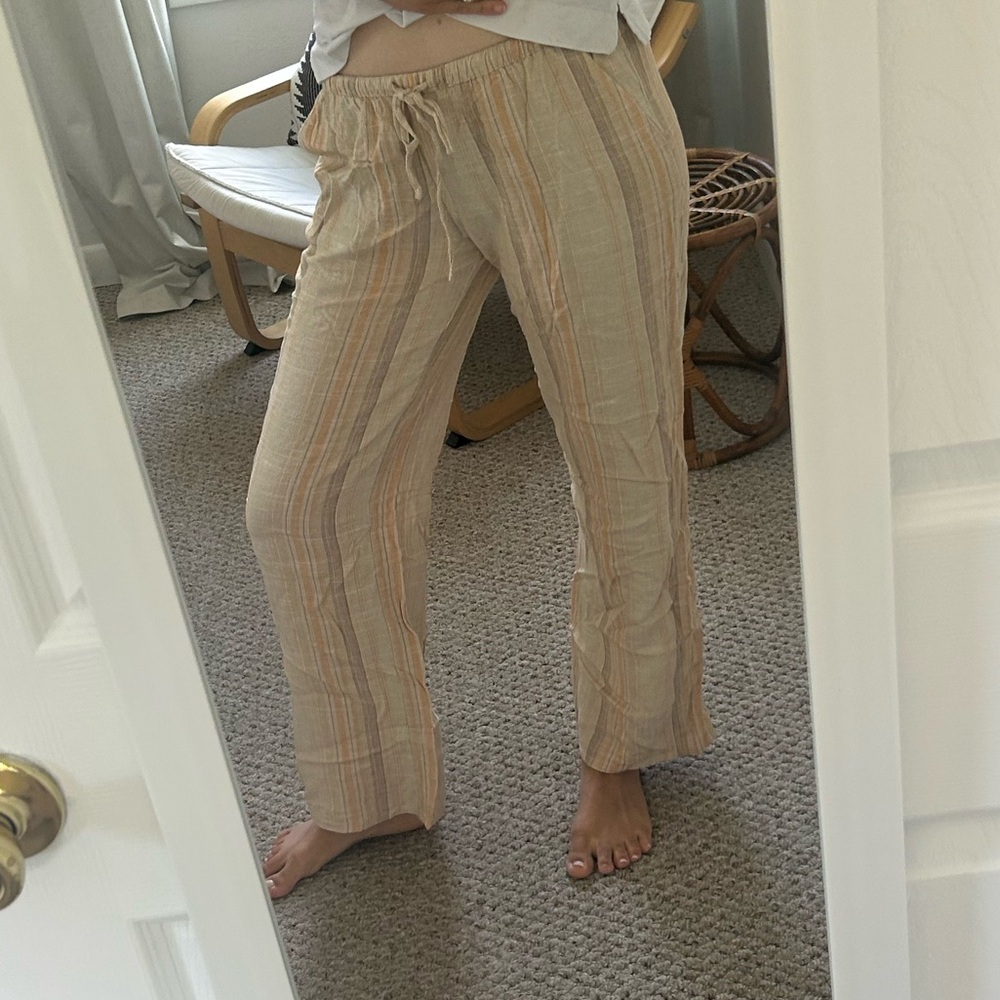Women's Striped Tan Pants